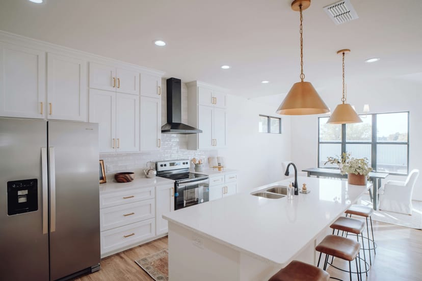 A modern kitchen sparkling clean after a one-time cleaning service